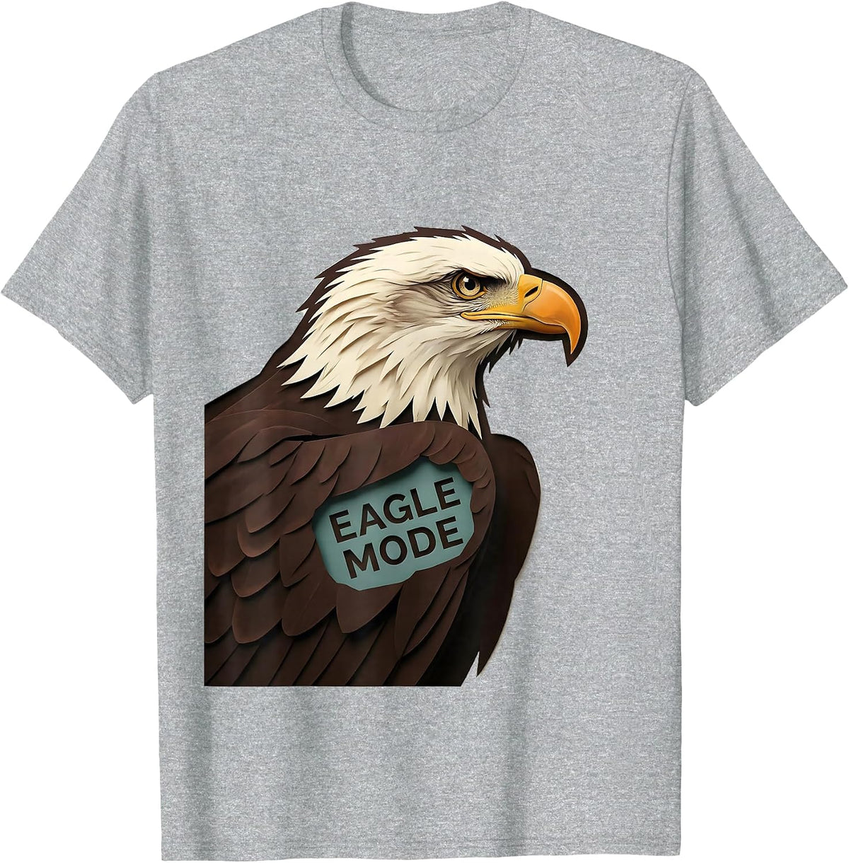 Men's Eagle Mode Paper Cutout Bald Eagle Mascot Fan Pride T-Shirt - Heather Grey