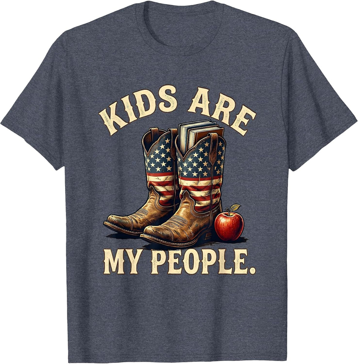 Kids Are My People Elementary Teacher Design T-Shirt - Heather Blue