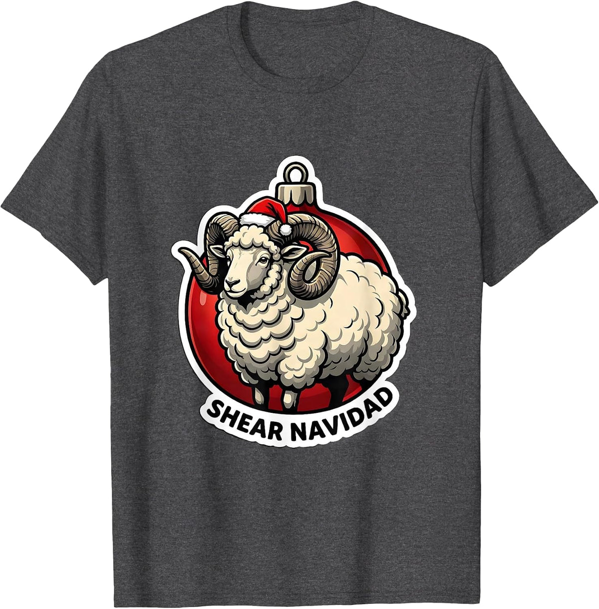 Men's Shear Navidad Funny Llama Christmas Pun Ugly Sweater Party T-Shirt - Dark Heather Grey