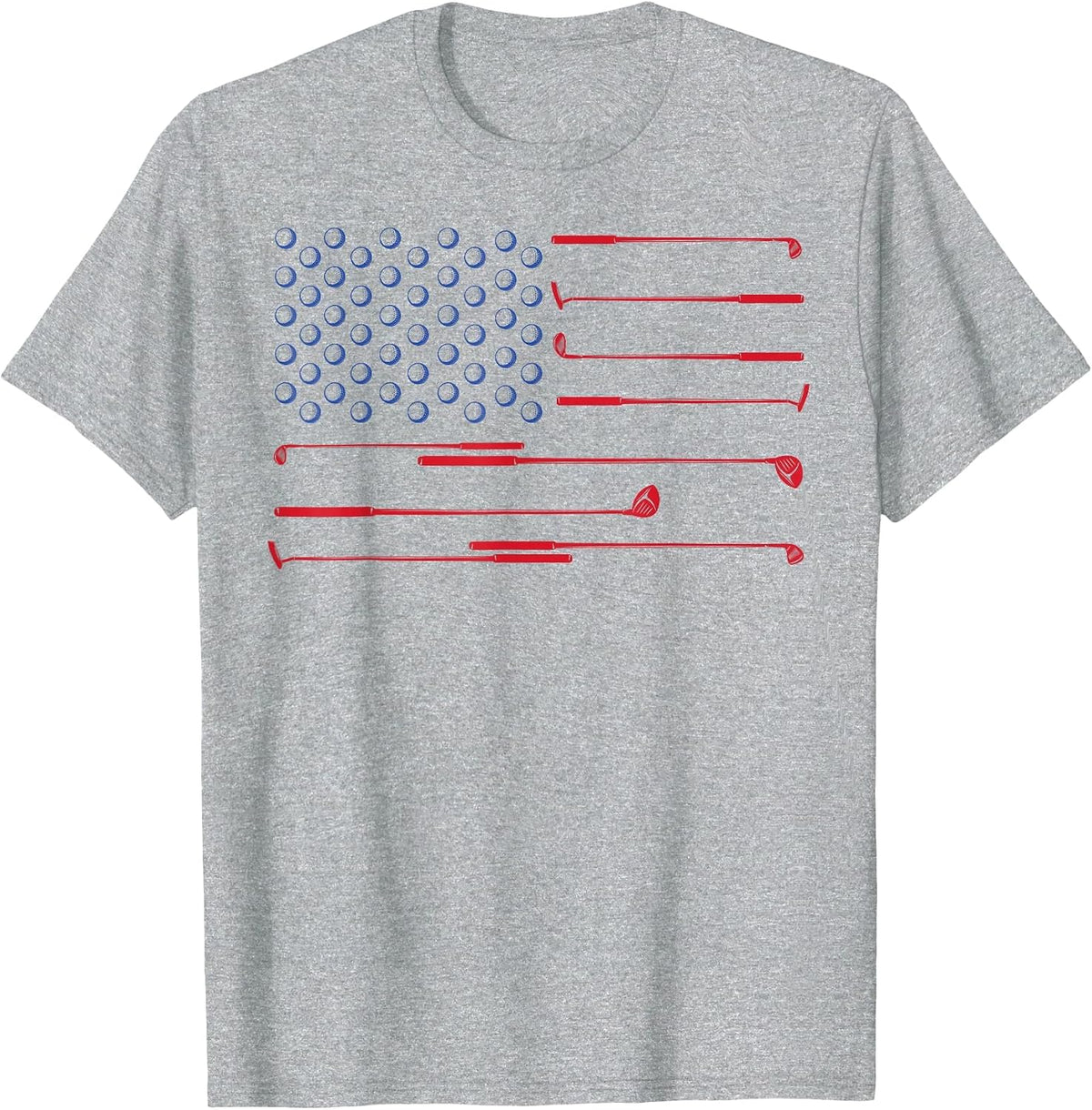 American Flag Golf Club Patriotic 4th of July Memorial Day T-Shirt - Heather Grey