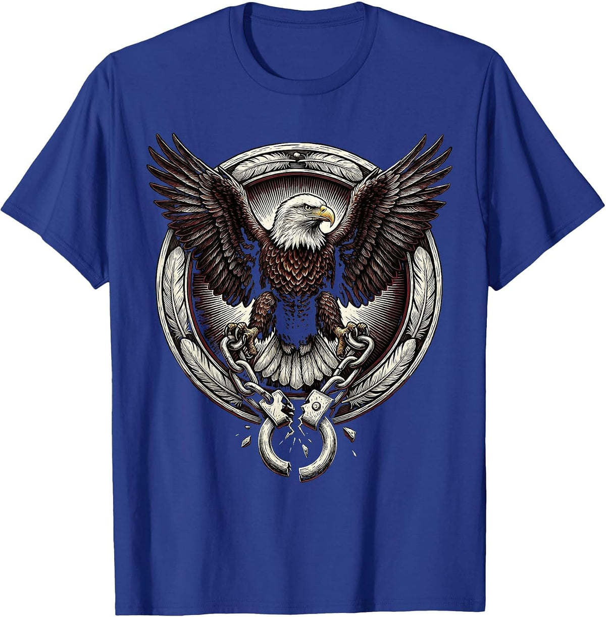 Red Freedom Bald Eagle Broken Shackle Graphic T-Shirt - Royal Blue
