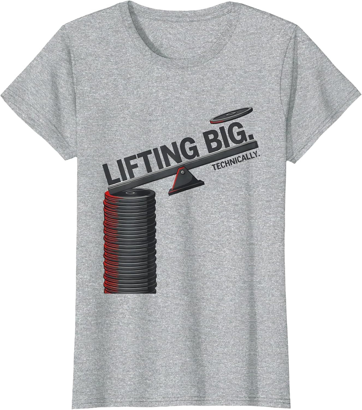 Lifting Big. Technically. Funny Gym Weightlifting Workout T-Shirt - Heather Grey