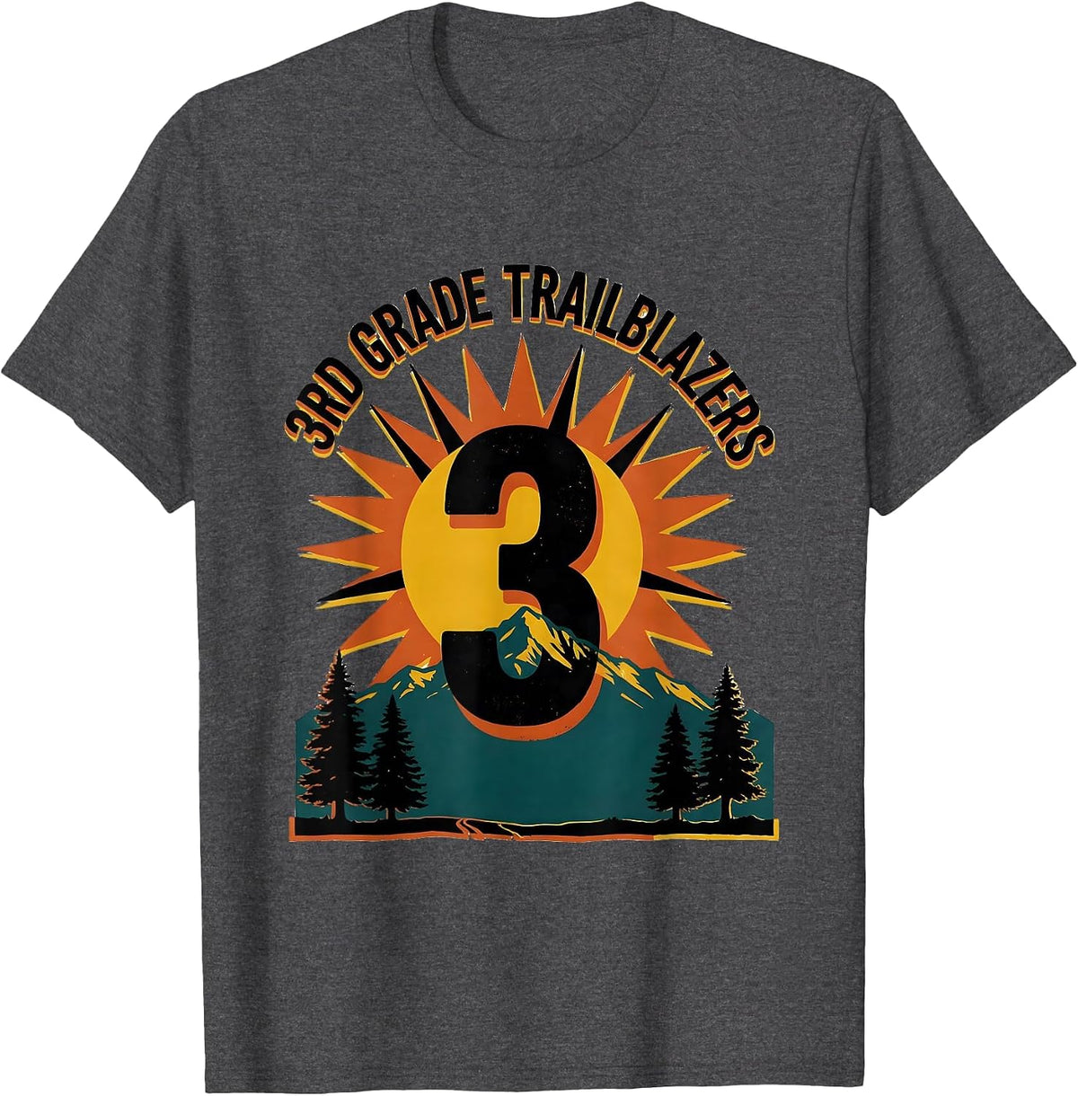 3rd Grade Trailblazers Back To School Grade Level Adventure T-Shirt - Dark Heather Grey
