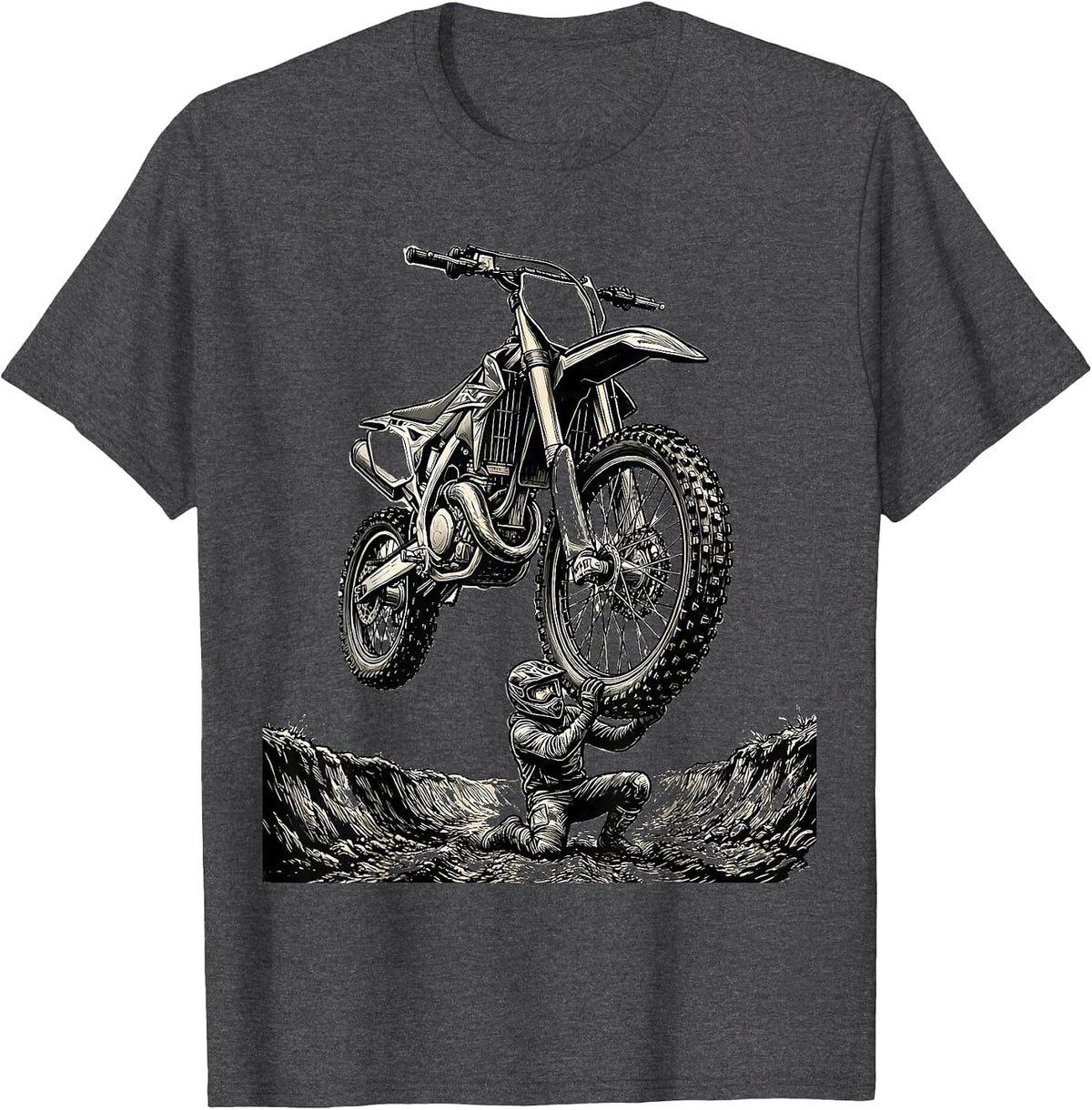 Dirt Bike Over Rut Humor Motocross Rider Gift T-Shirt - Dark Heather Grey