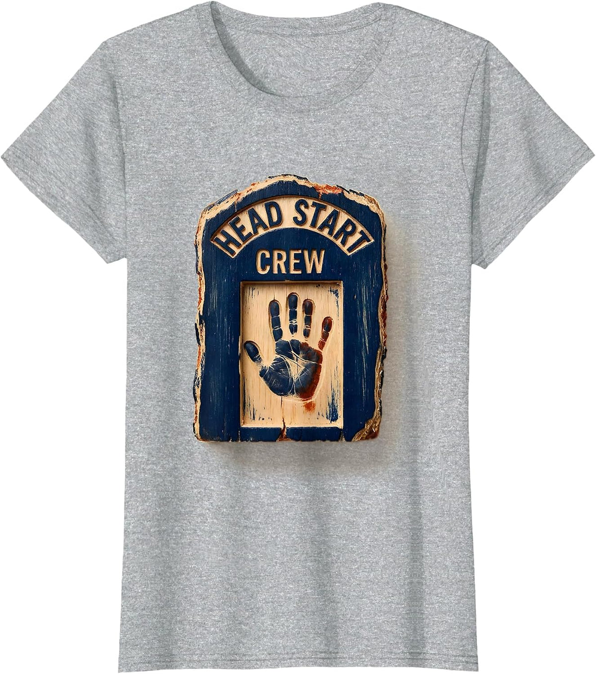 Head Start Crew Rubber Stamp Preschool Teacher Staff T-Shirt - Heather Grey