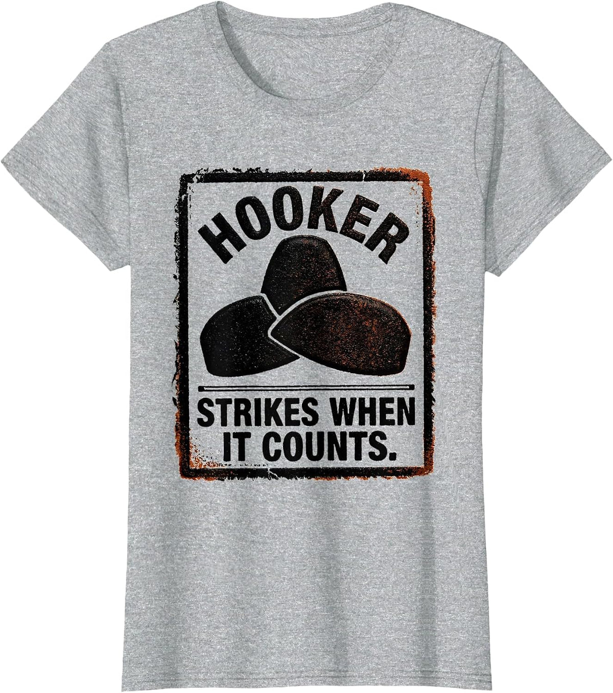 Hooker — Strikes When It Counts Funny Rugby Player Coach T-Shirt - Heather Grey