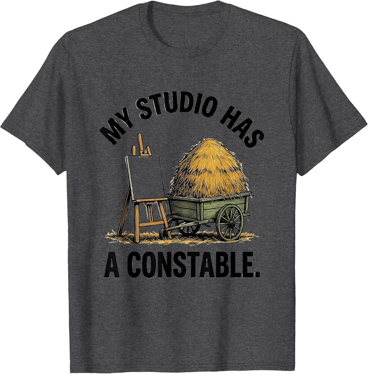 Men's My Studio Has A Constable Funny Artist Art History Humor T-Shirt - Dark Heather Grey
