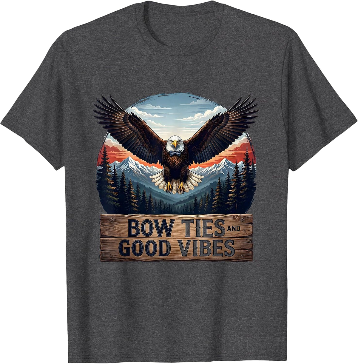 Bow Ties and Good Vibes Tuxedo Graphic Design T-Shirt - Dark Heather Grey