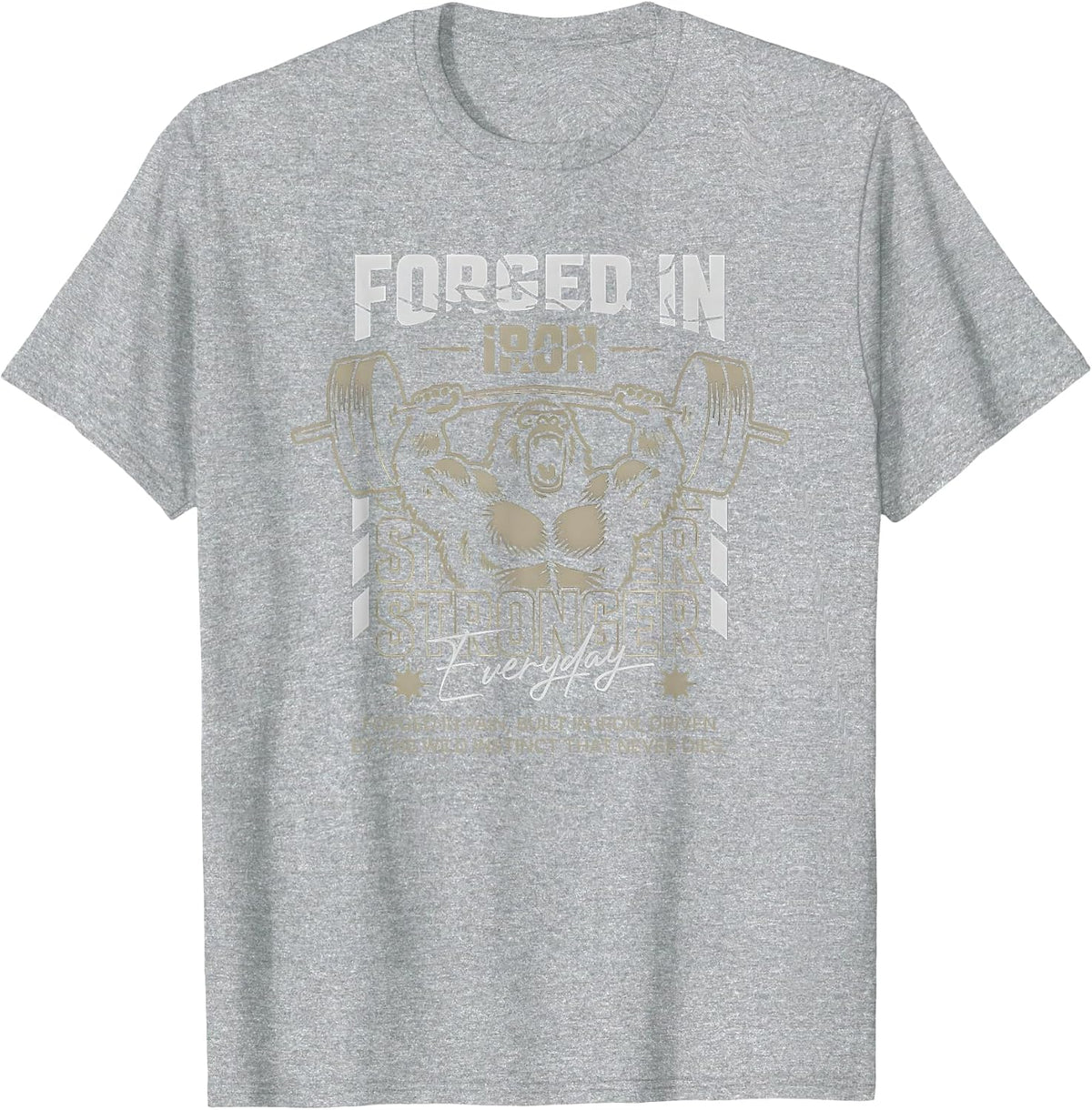Forged in Iron Gorilla Weightlifting Stronger Every Day T-Shirt - Heather Grey