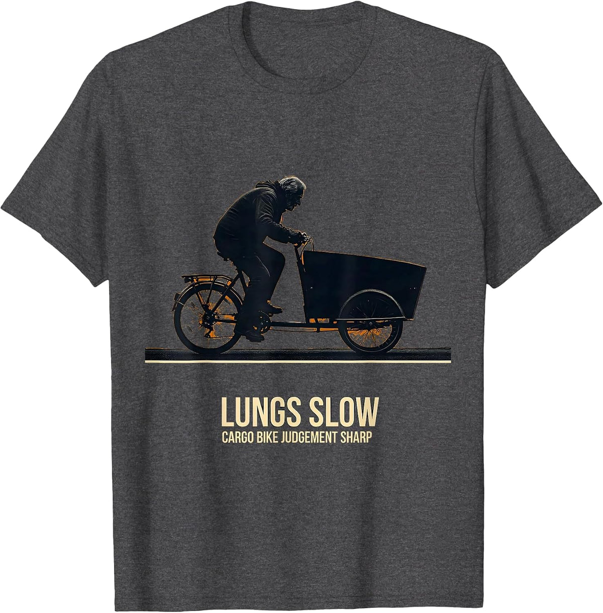 Men's Lungs Slow Cargo Bike Judgement Sharp Funny Cycling Gift T-Shirt - Dark Heather Grey