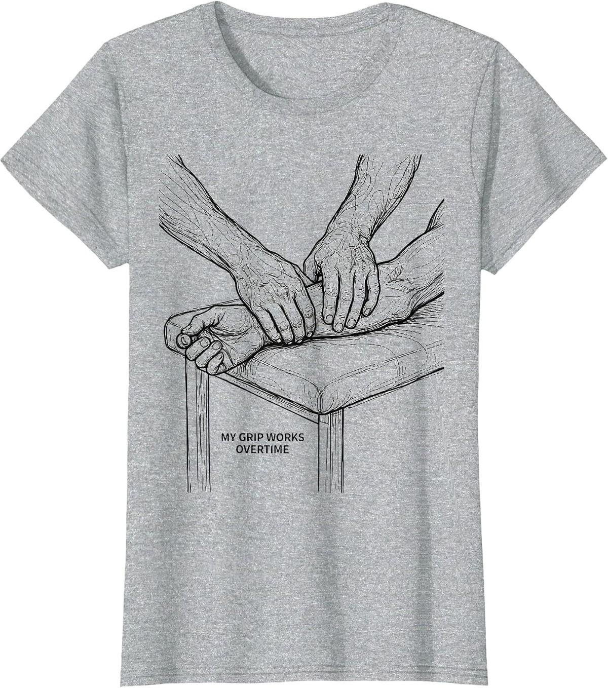 My Grip Works Overtime Funny Massage Therapist Occupational T-Shirt - Heather Grey