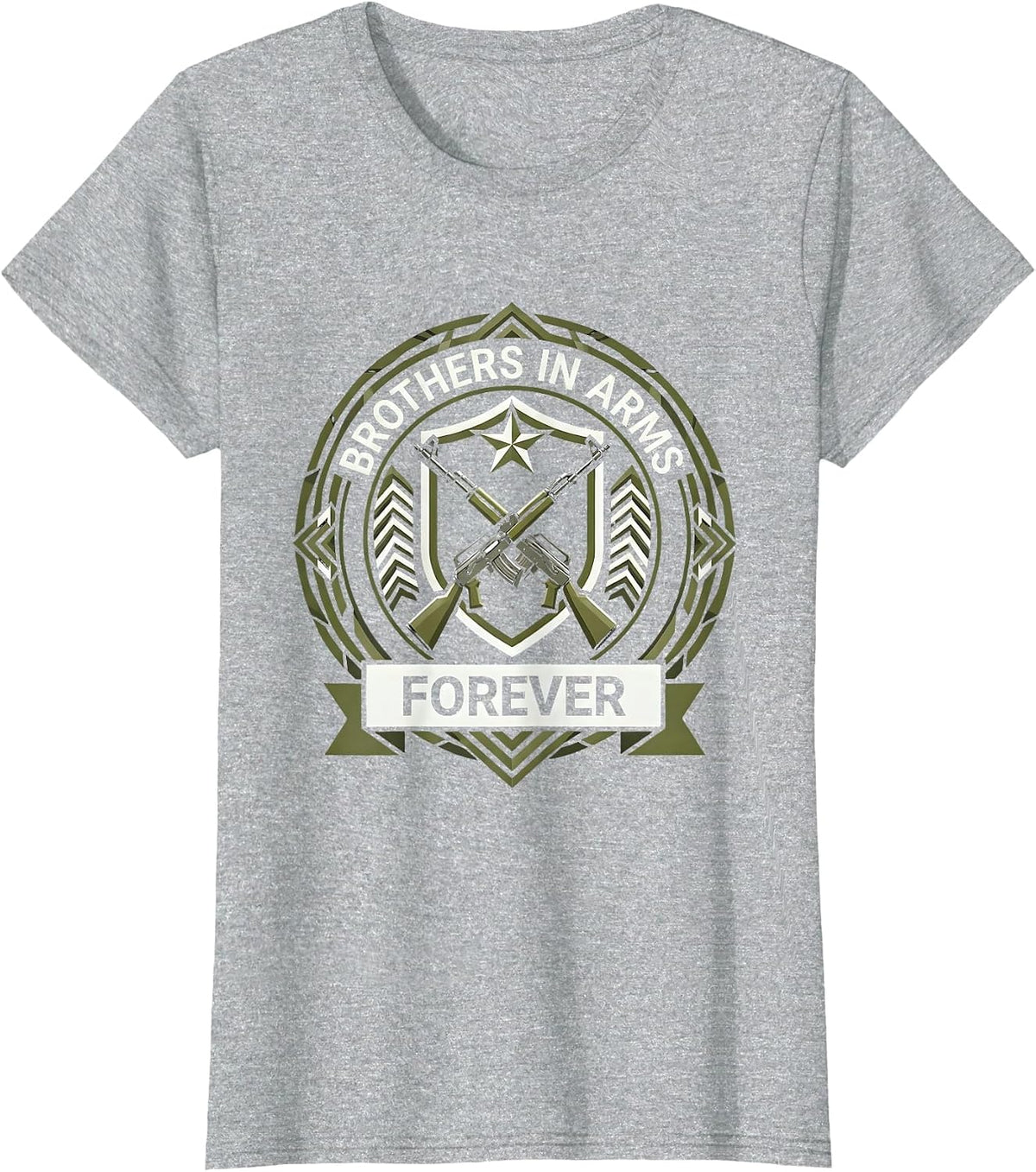 Brothers in Arms Forever Military Men Design T-Shirt - Heather Grey