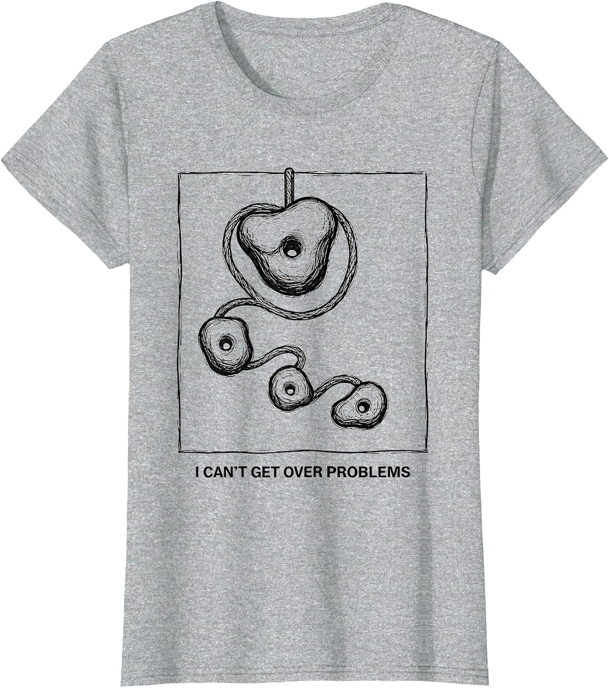 Women's I Can't Get Over Problems Funny Rock Climbing Bouldering T-Shirt - Heather Grey