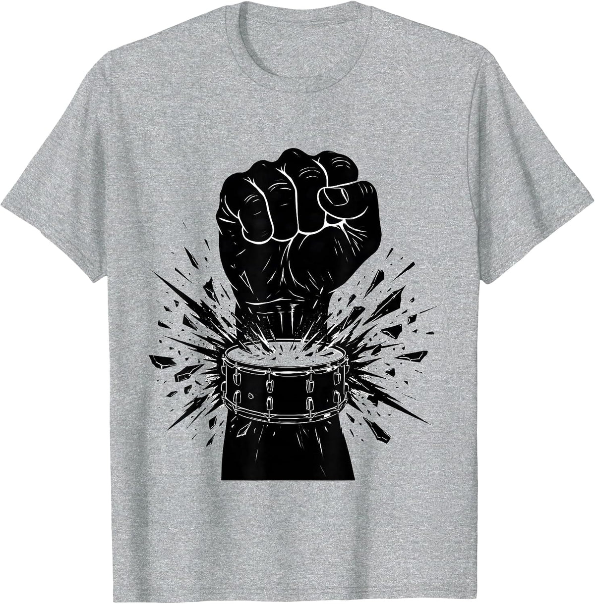 Men's Rock Band Fist Through Bass Drum Graphic T-Shirt - Heather Grey