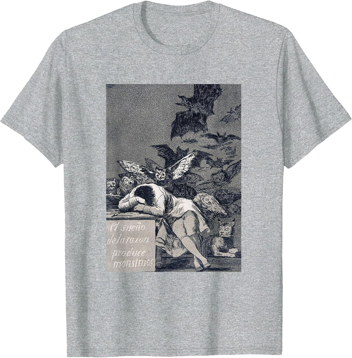 Francisco Goya - The Sleep of Reason Produces Monsters T-Shirt - Heather Grey