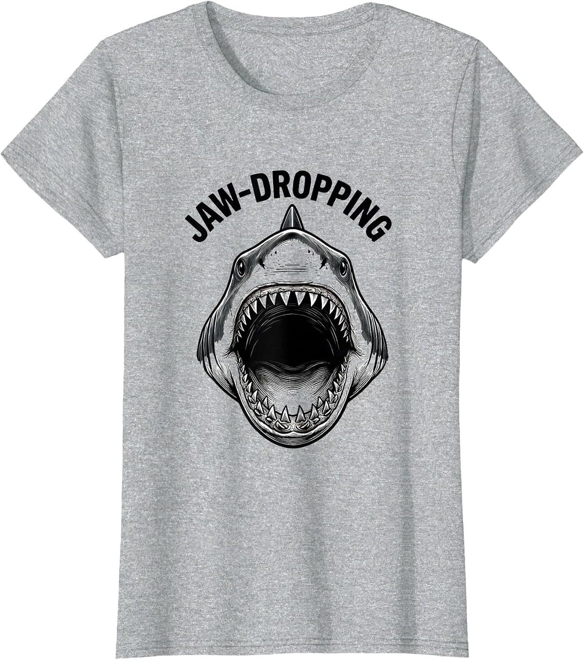 Women's Jaw-Dropping Funny Shark Jaw Halloween Costume T-Shirt - Heather Grey