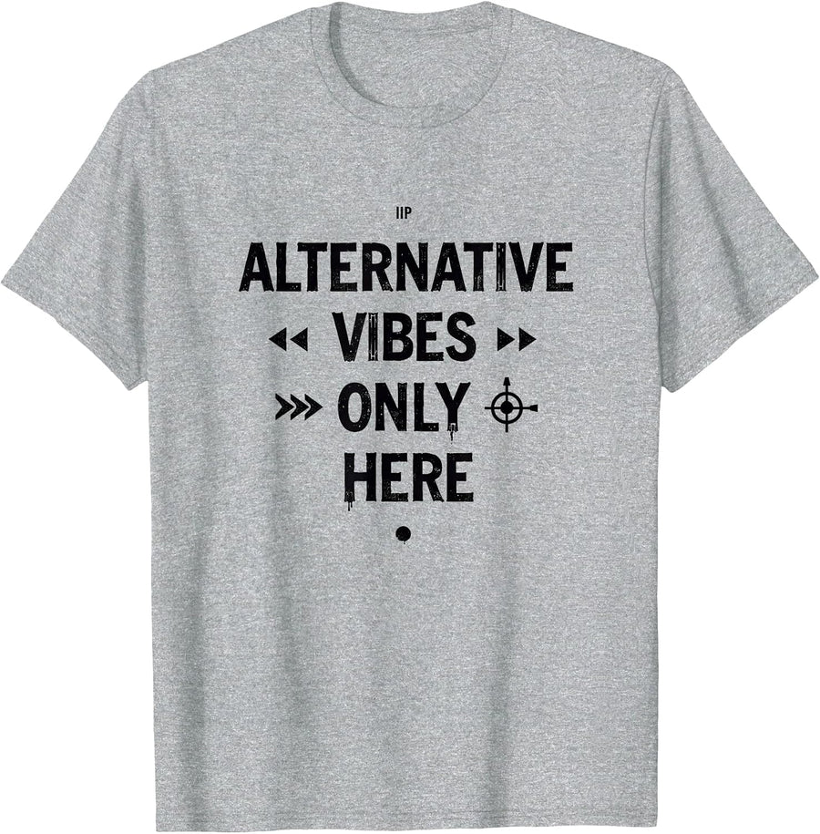 Alternative Vibes Only Here 90s Band Design T-Shirt - Heather Grey