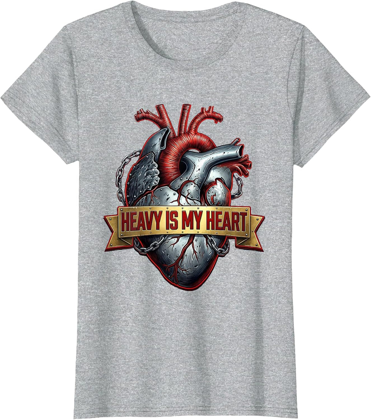 Heavy Is My Heart Heavy Metal Graphic Design T-Shirt - Heather Grey