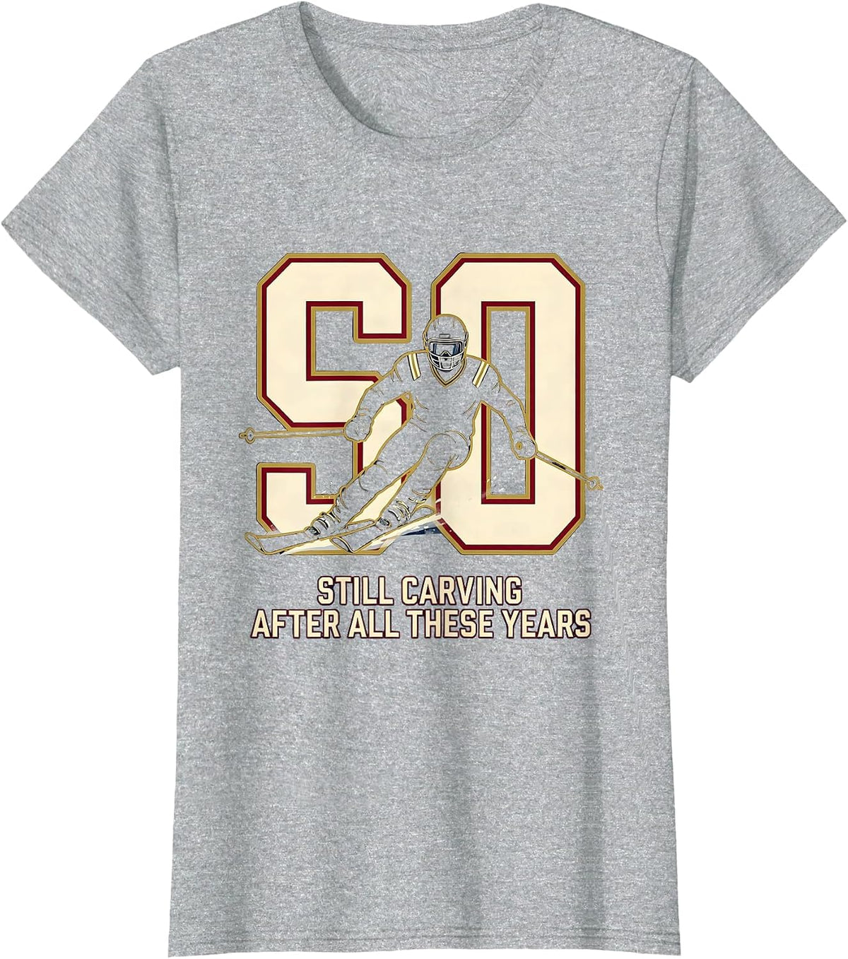 Women's Still Carving After All These Years Vintage Skiing Gift T-Shirt - Heather Grey