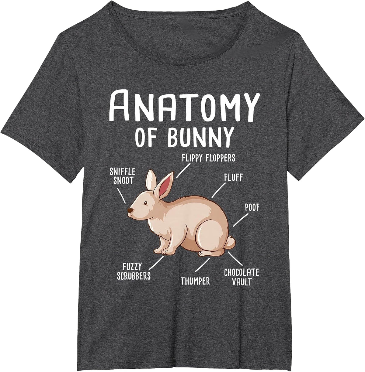 Anatomy of Bunny - Rabbit Lover Zookeeper Farmer Mammals T-Shirt - Dark Heather Grey