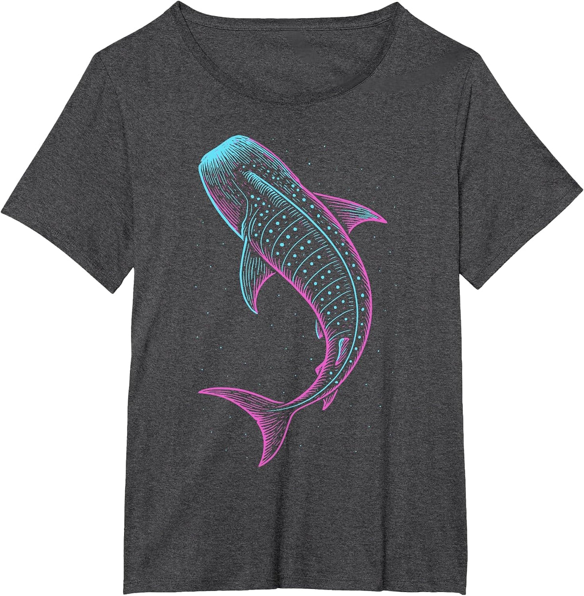 Whale Shark Illustration Colorful T-Shirt - Dark Heather Grey