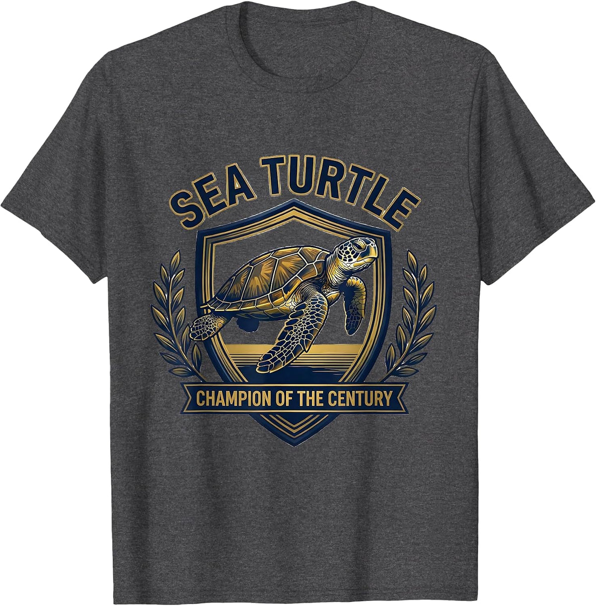 Men's Sea Turtle: Champion of the Century Funny Turtle Lover T-Shirt - Dark Heather Grey