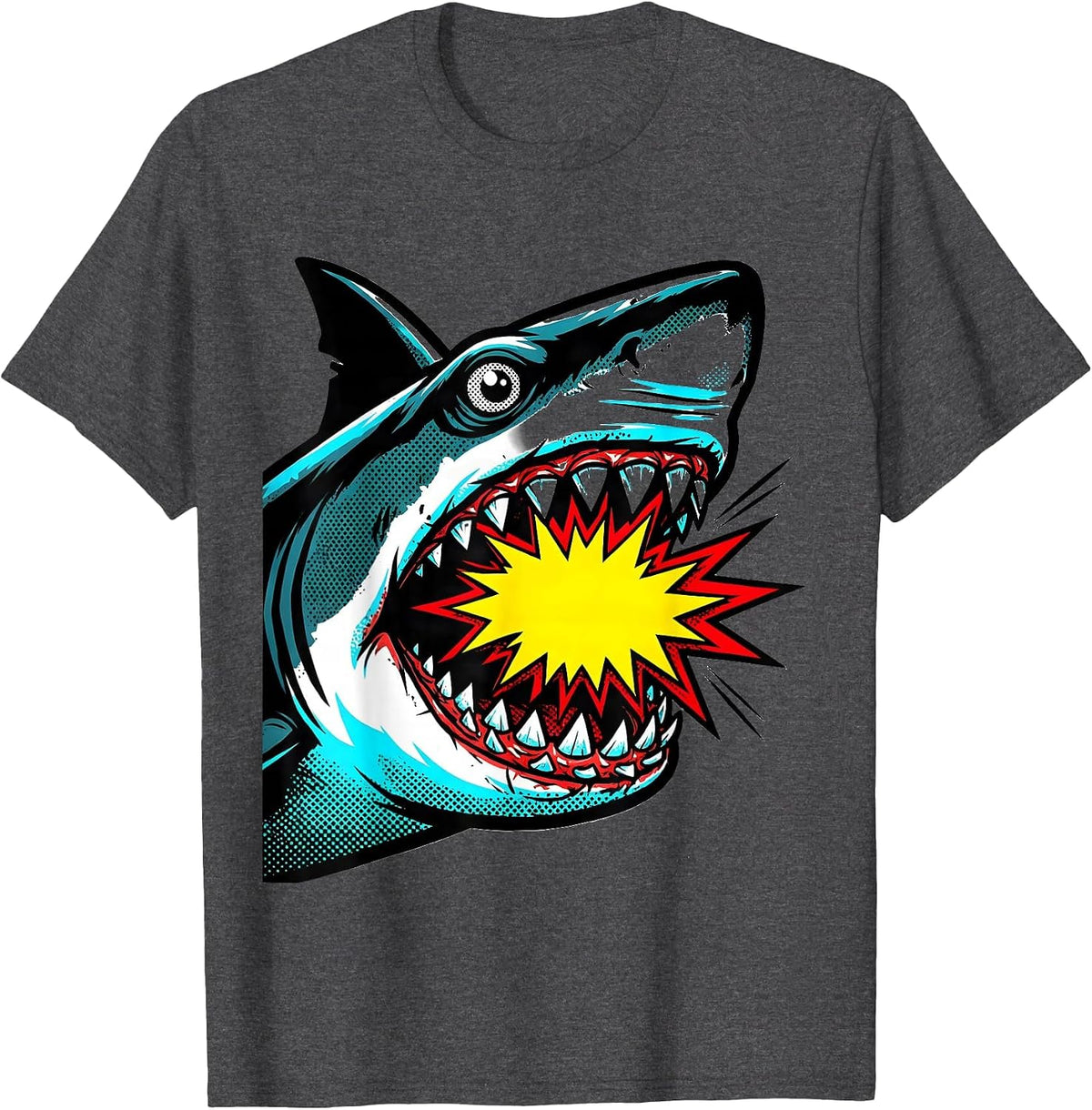 Shark Jaw Pop Art Halloween Costume T-Shirt - Dark Heather Grey