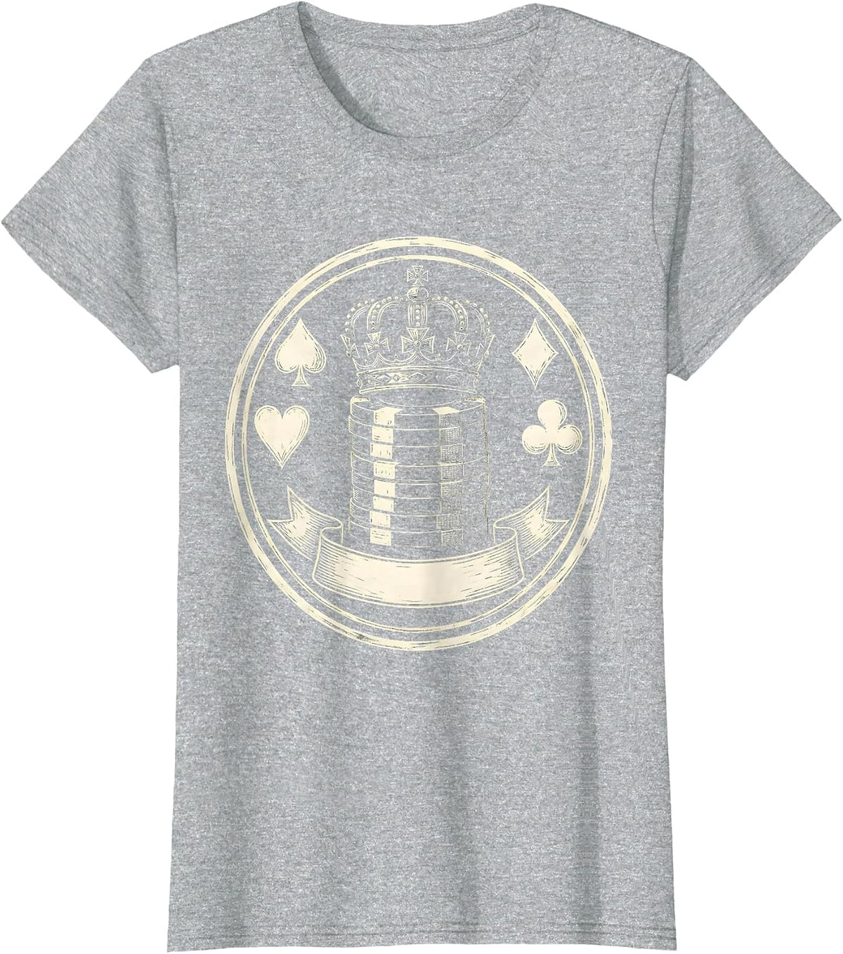 Women's Sealed Crown Chip Card Suit Humor Poker Player T-Shirt - Heather Grey