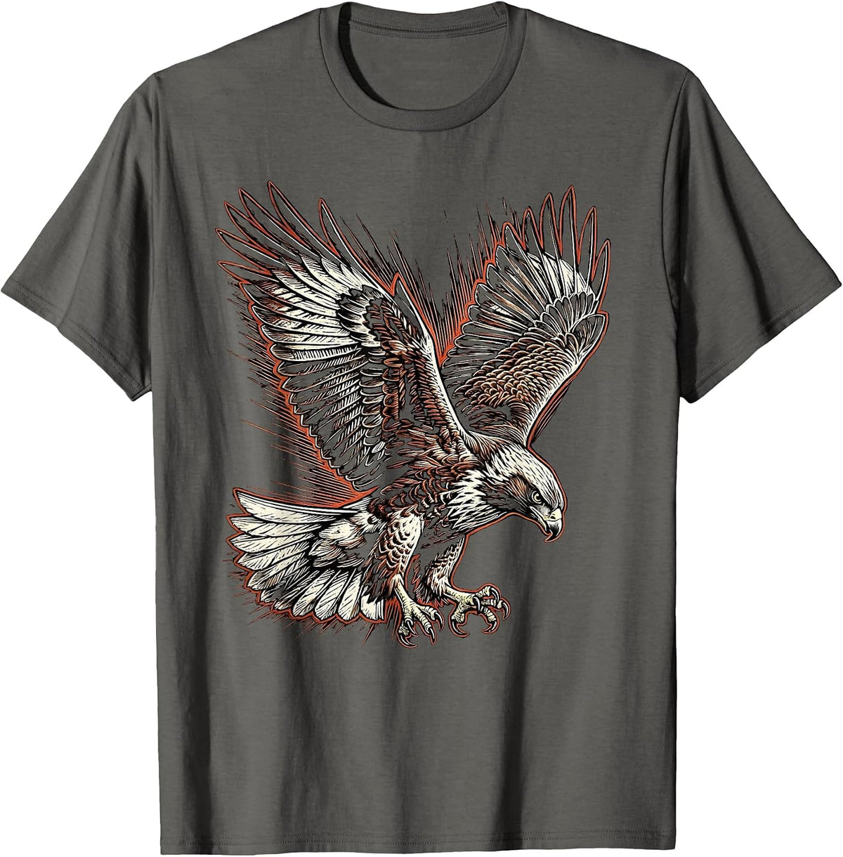 Japanese Hawk Diving Talons Extended Graphic T-Shirt - Asphalt Grey