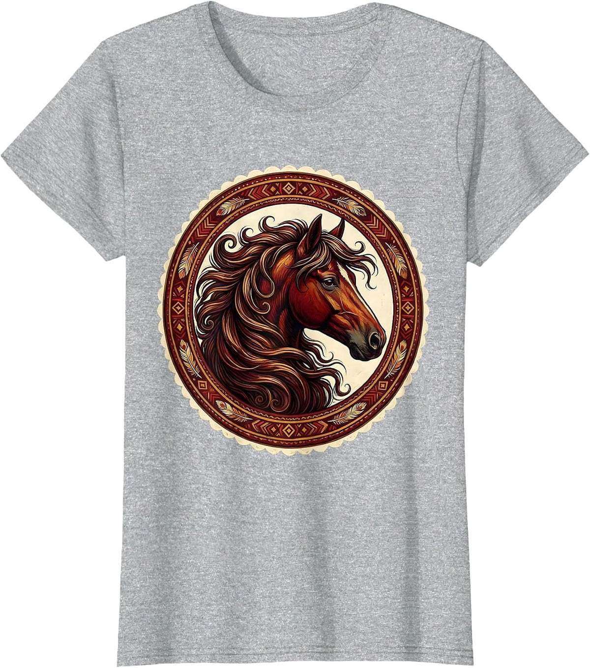 Wild Horse Mane Blowing in Wind Cowboy Art T-Shirt - Heather Grey