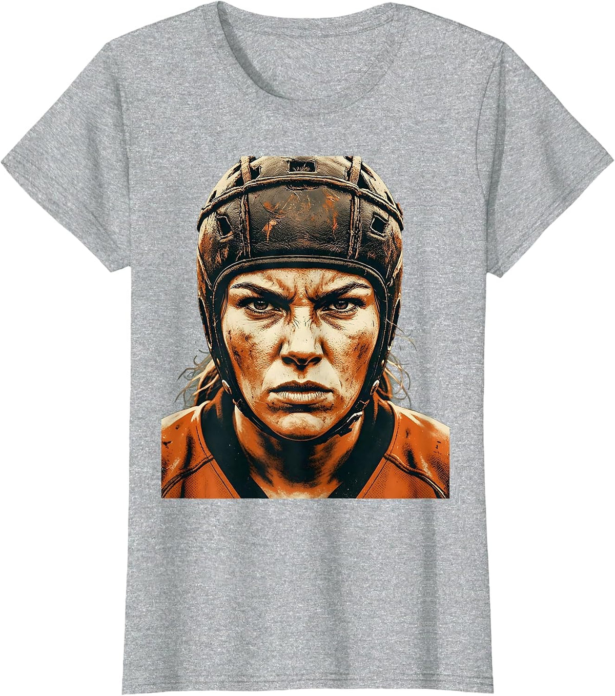 Rugby Player Focused Headguard Illustration T-Shirt - Heather Grey