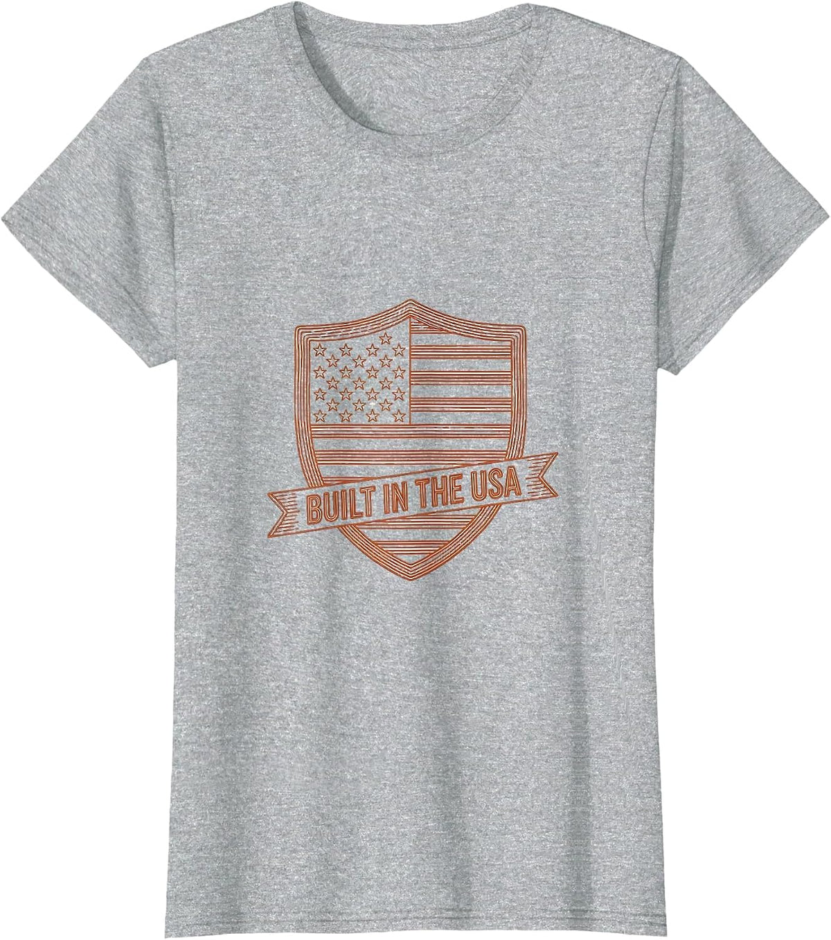 Women's Built in the USA American Flag Patriotic Design T-Shirt - Heather Grey