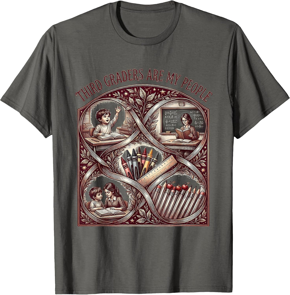 Men's Third Graders Are My People Teacher Design T-Shirt - Asphalt Grey