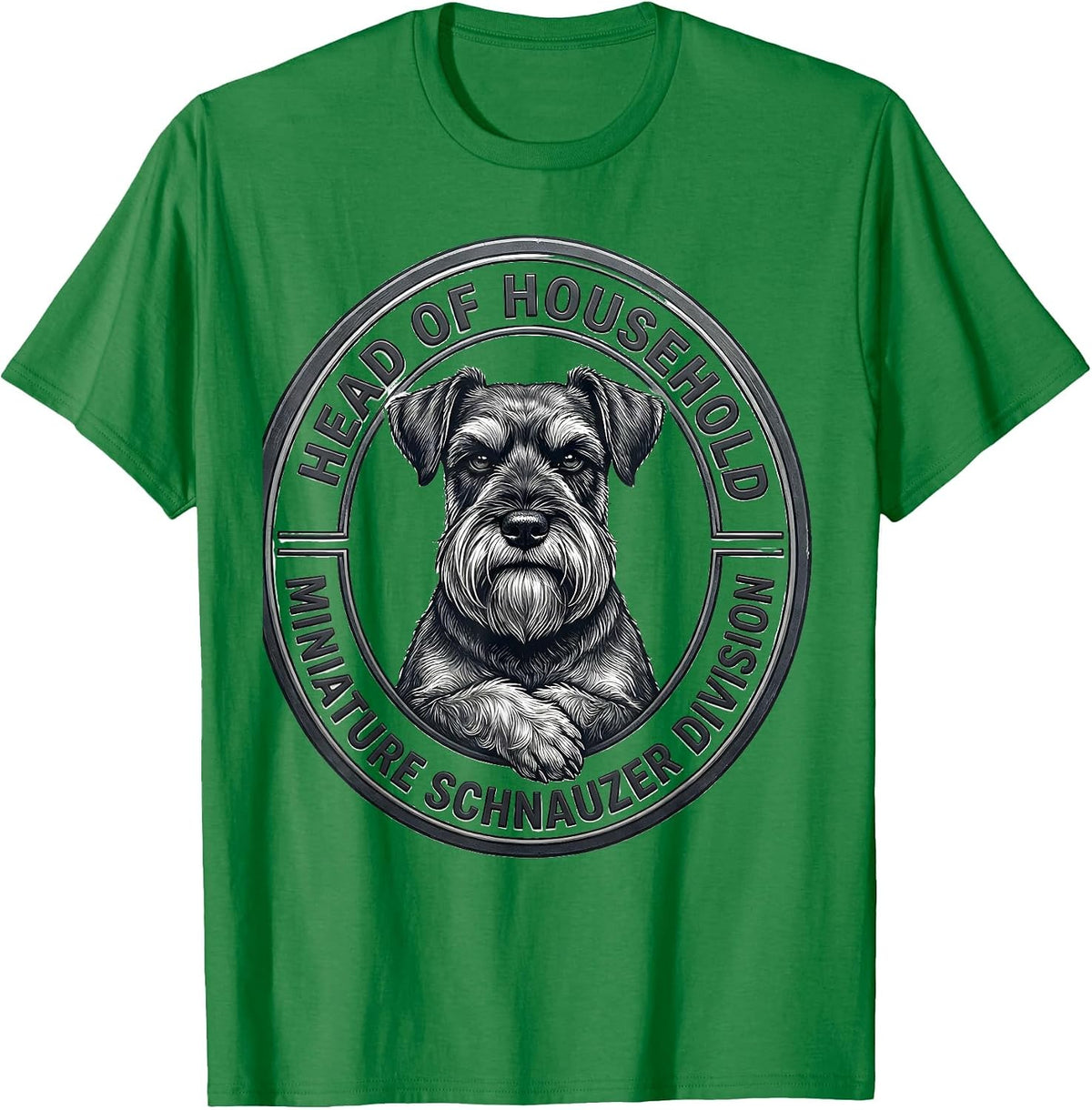 Men's Head Of Household Miniature Schnauzer Division Funny T-Shirt - Kelly Green