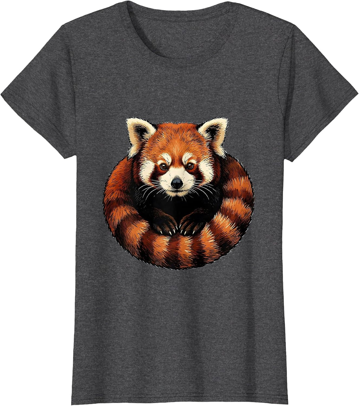 Women's Red Panda Bust Cute Animal Lover Novelty Gift T-Shirt - Dark Heather Grey