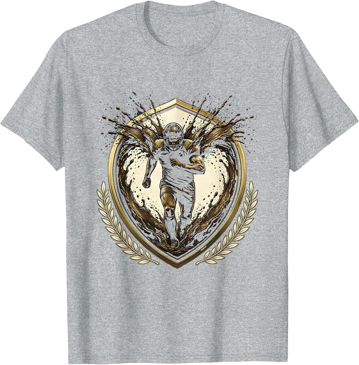 Men's Rugby Player Bulldozing Through Mud Spray T-Shirt - Heather Grey