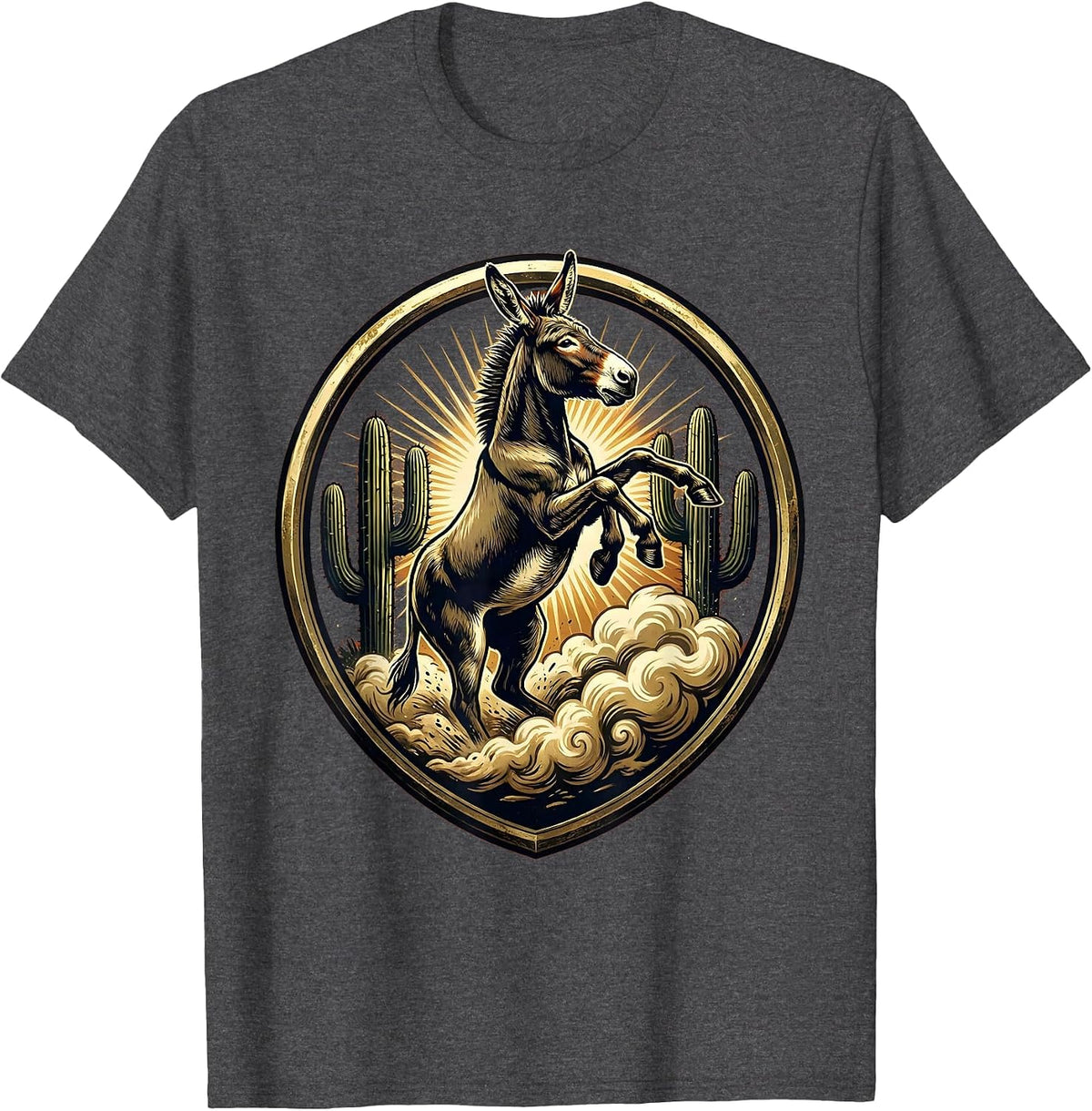 Men's Wild Donkey Kicking Up Desert Dust Graphic T-Shirt - Dark Heather Grey