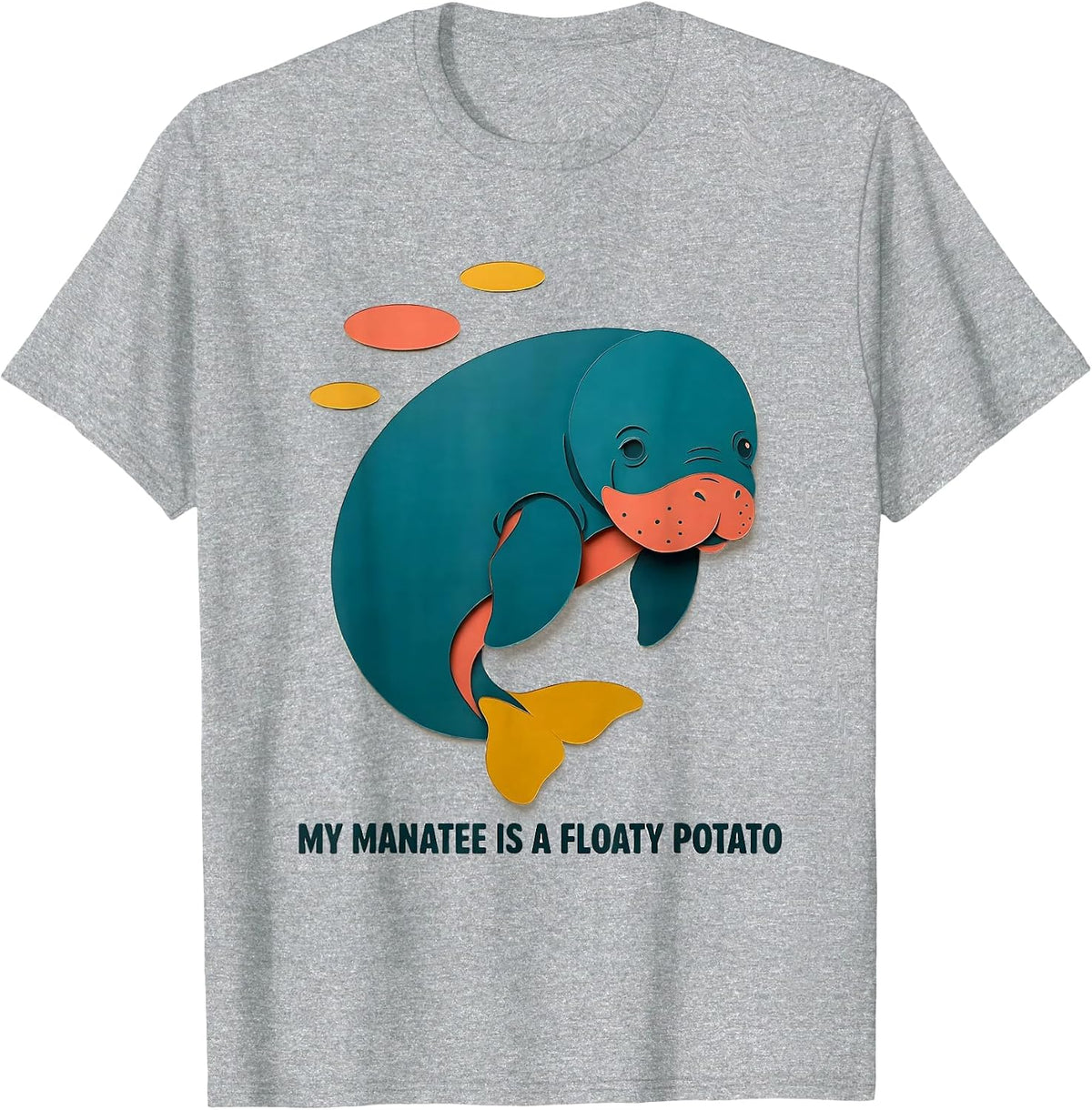 Men's My Manatee Is A Floaty Potato Funny Manatee Sea Cow Animal T-Shirt - Heather Grey