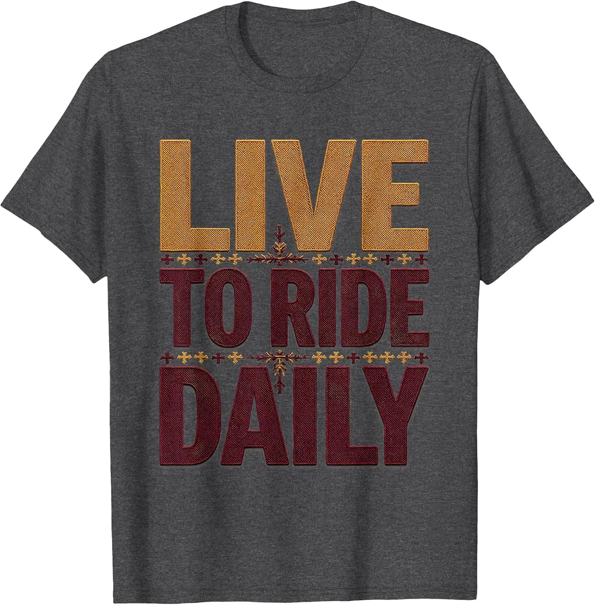 Live to Ride Daily Biker Graphic Design T-Shirt - Dark Heather Grey