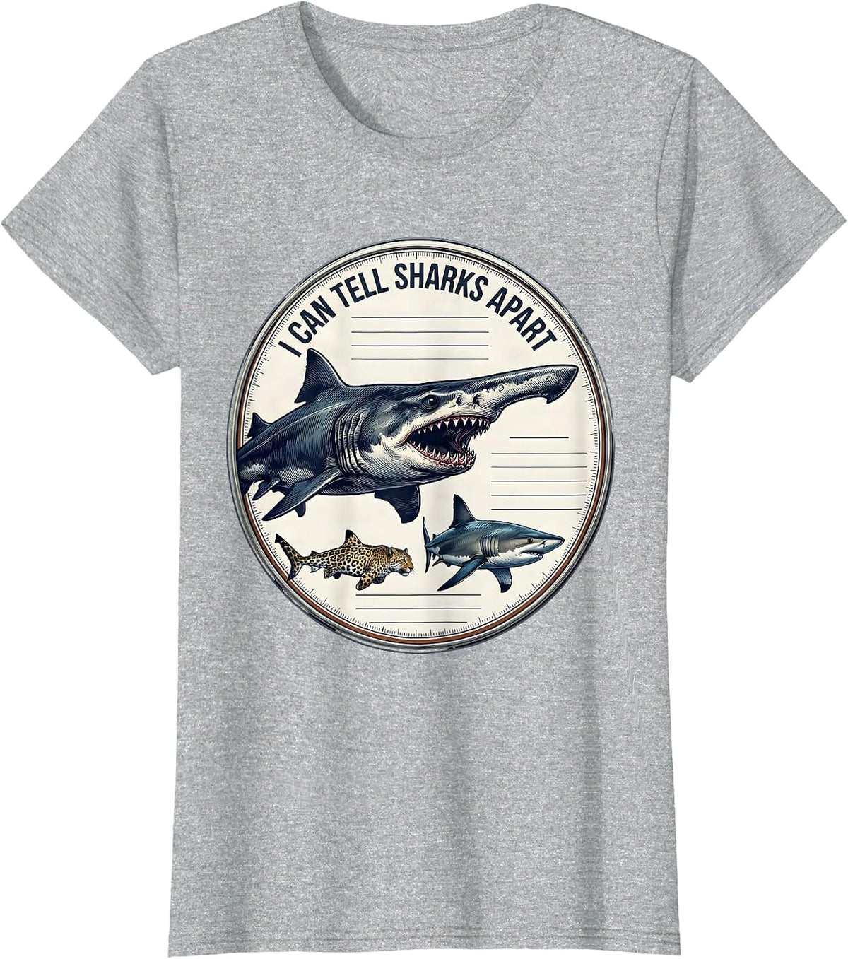 Women's I Can Tell Sharks Apart Funny Shark Lover Marine Biology T-Shirt - Heather Grey