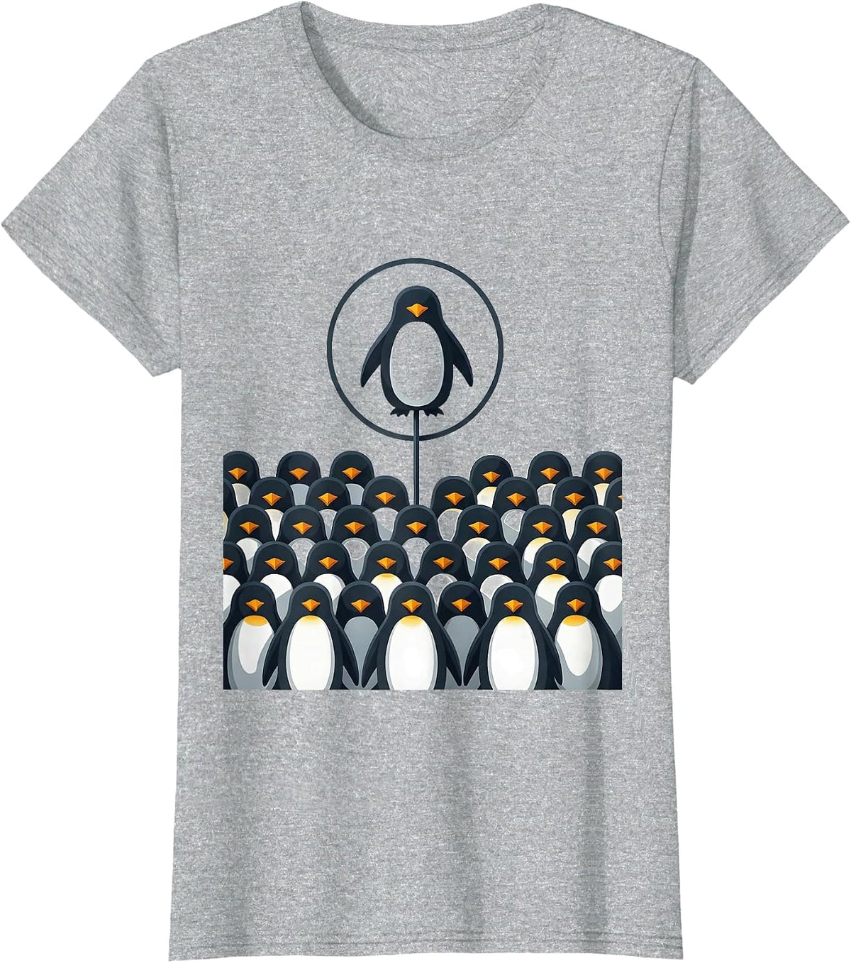 Women's Penguin Huddle Minimalist Animal Lover Halloween Costume T-Shirt - Heather Grey