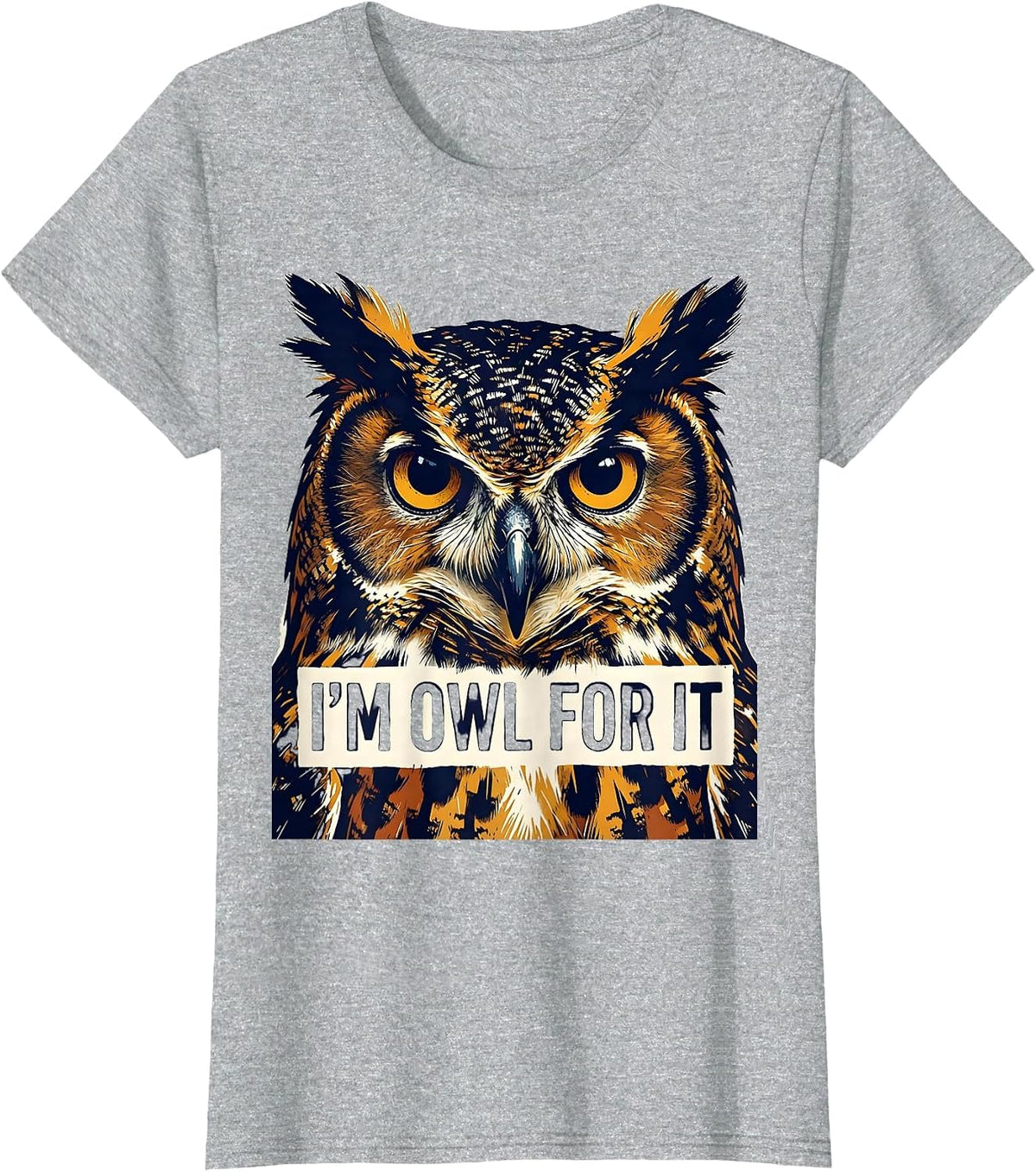 I'm Owl For It Funny Owl Lover Retro Humor Vintage T-Shirt - Heather Grey