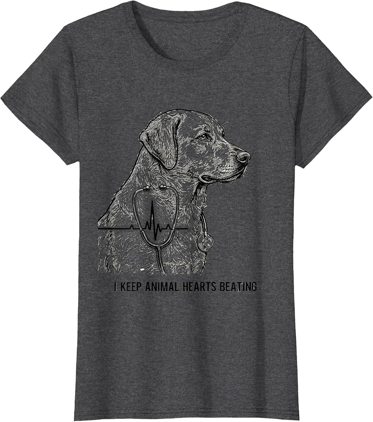 Women's I Keep Animal Hearts Beating Funny Vet Tech Veterinary T-Shirt - Dark Heather Grey