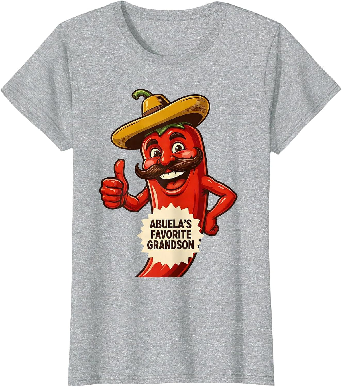 Abuela's Favorite Grandson Mexican Heritage Design T-Shirt - Heather Grey
