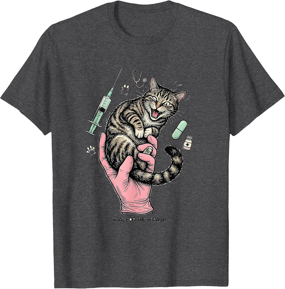 Traz For The Thrash Funny Veterinary Technician Vet Tech T-Shirt - Dark Heather Grey