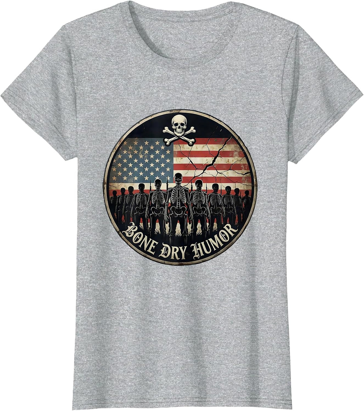 Bone Dry Humor Skeleton Graphic Design T-Shirt - Heather Grey