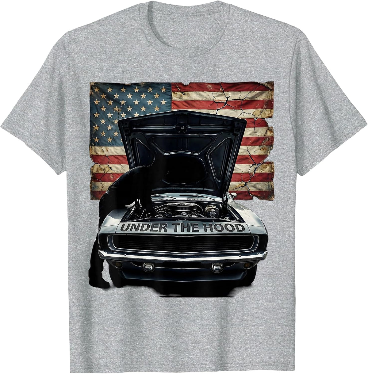 Men's Under the Hood Labor Day Highway Sunset Design T-Shirt - Heather Grey