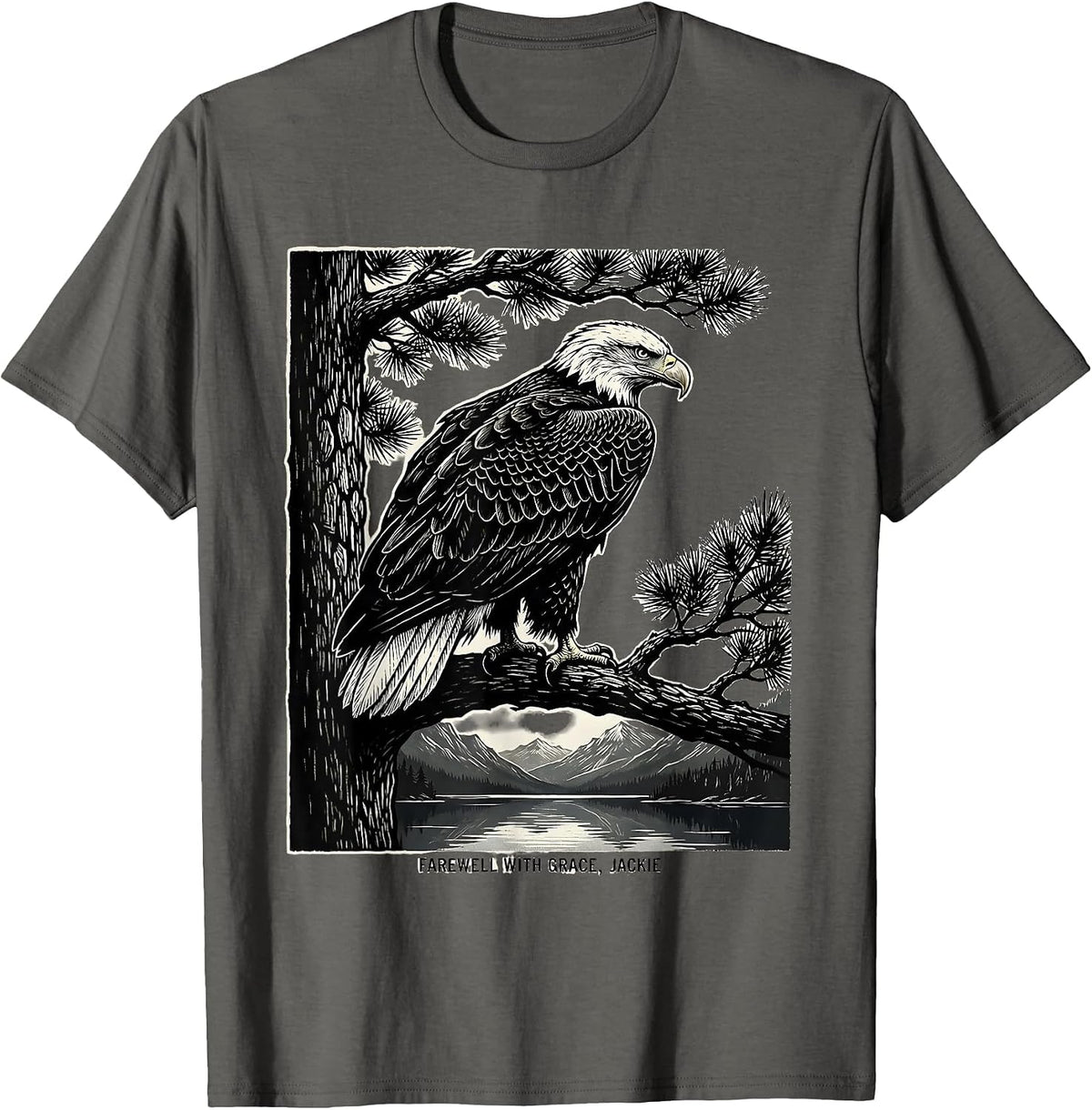 Men's Farewell With Grace Jackie Memorial Tribute Bald Eagle T-Shirt - Asphalt Grey