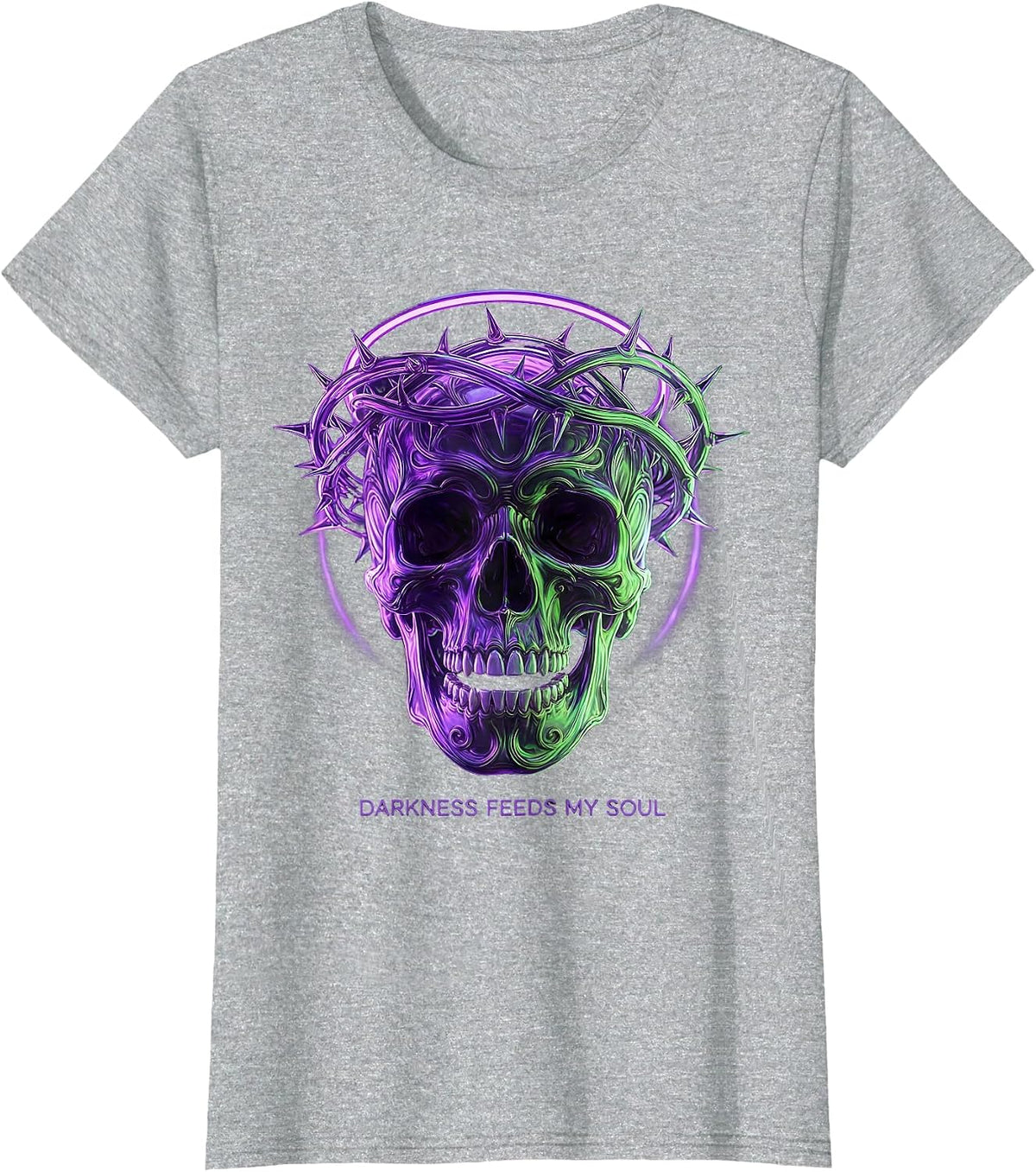 Darkness Feeds My Soul Gothic Design T-Shirt - Heather Grey