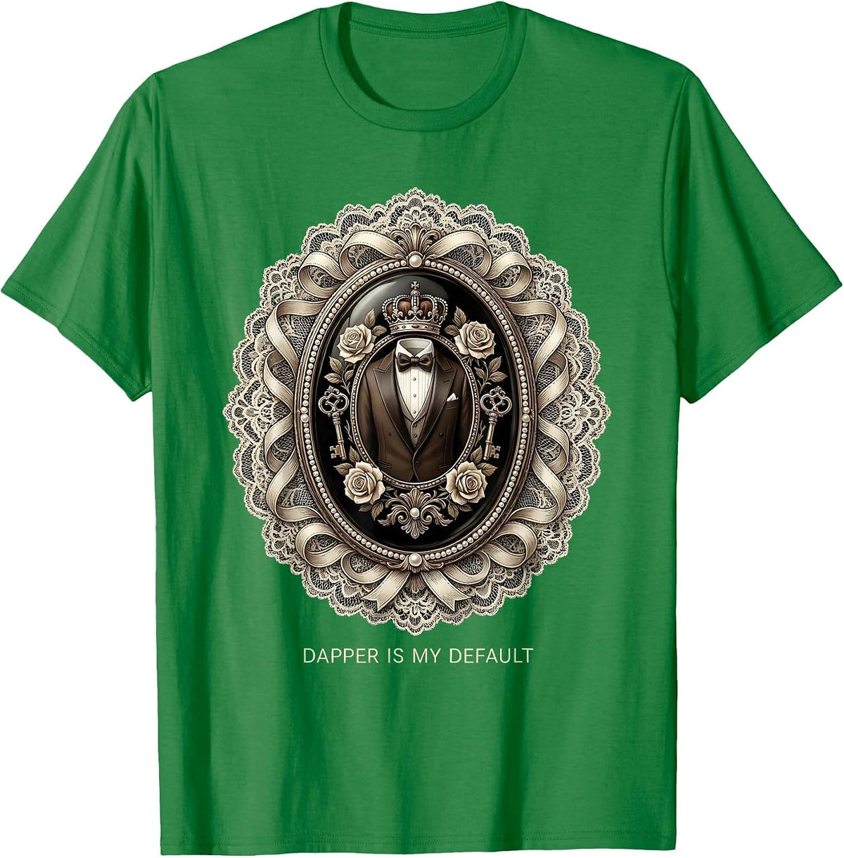 Men's Dapper Is My Default Tuxedo Style Design T-Shirt - Kelly Green